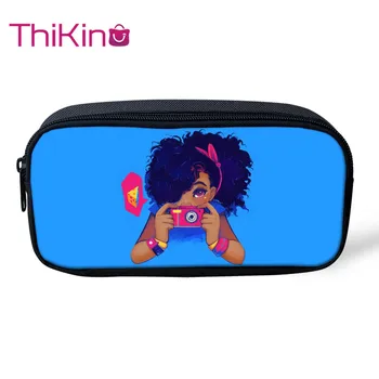 

Thikin Afro American Baby Girl Casual Pencil Bags Pen Bag for Boys Pen Case Student Makeup Storage HandBags Pen Purses for Kids