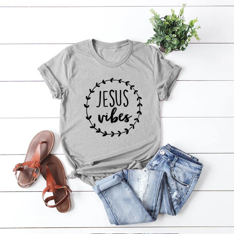 Футболка с надписью Jesus Vibes женская уличная футболка христианским эстетическим