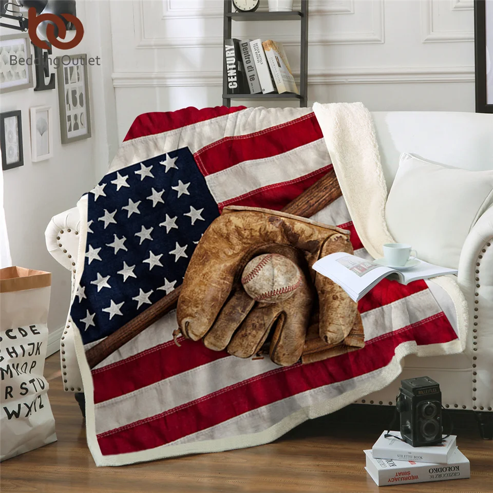 Dropshipping American Flag Throw Blanket for Adults Baseball Glove
