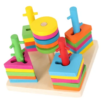 

Five-Column Shape Pairing Wooden Blocks Children Early Education Toys Color Pairing Matching Cognitive Toy Baby Kids DIY Blocks
