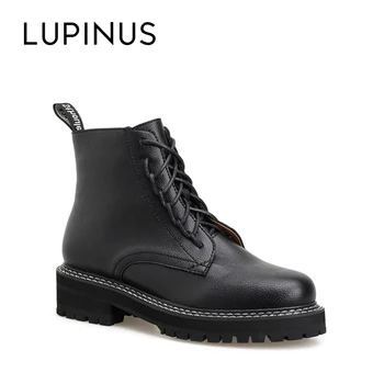 

Lupinus Black Fashion Ankle Boots For Women New Autumn British Wind Thick With Short Boots Luxury Brand Design Motorcycle Boots