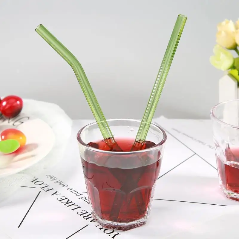 

5Pcs Bubble Tea Drinking Class Straw Set Reusable Colorful Clear Transparent Straw Cleaning Brush for Wedding Christmas Bar