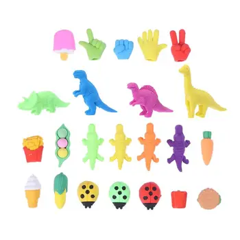 

23pcs Pencil Erasers Assorted Vegetable Animal Cake Eraser Realistic Puzzle Eraser for Party Favors Games Prizes School Supplies