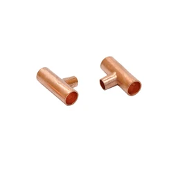 6.35-25.4mm Copper Welding Pipe Fitting Middle Small Reducing Tee Type Connector 3 Ways for Air Conditioning Refrigeration