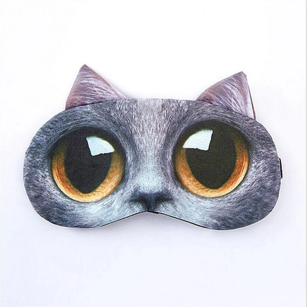 3D кошачья маска для сна, маска для век, мягкая переносная повязка на глаза с животными