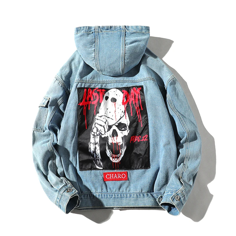 

Men's Hooded Jacket Hip Hop Stitching Jacket Men's Embroidery Print Streetwear Jacket High Quality 5XL