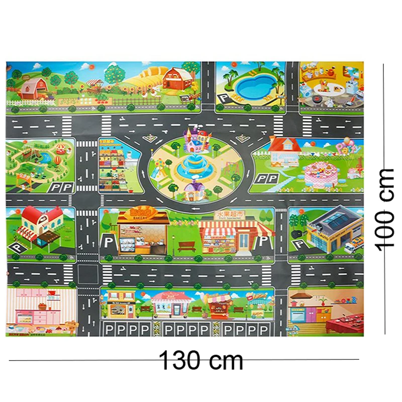 Большой городской дорожный парк, детский игровой коврик, водонепроницаемый развивающий детский игровой коврик, игровой коврик, игрушка для автомобиля, детский коврик - Цвет: map E