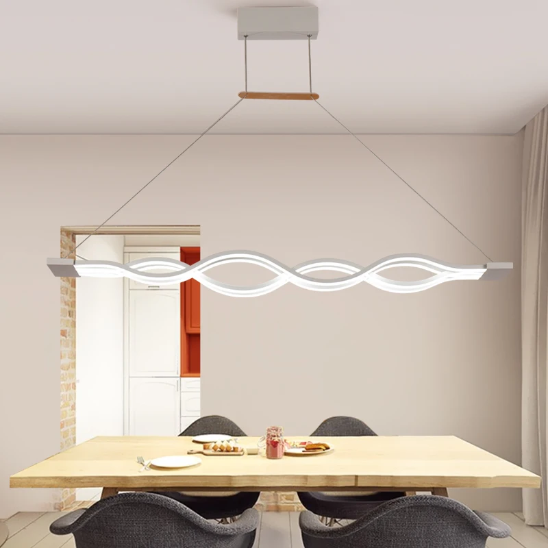 

110/220V Nordic Modern Art S Wave Acrylic Led Chandelier Pendant Light Fixtures Hanging Ceiling Lamp for Cafes Restaurant Hotel