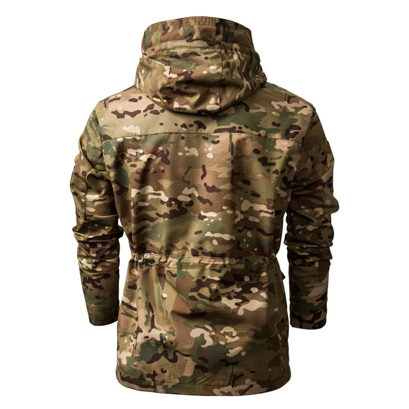 Зимние Для мужчин брендовые военные тактические куртки камуфляжной расцветки с капюшоном, Куртка из искусственной кожи PU Мужской камуфляж ветровки на открытом воздухе Альпинизм верхняя одежда