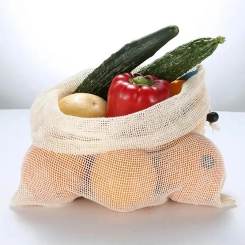 Хозяйственная сумка из хлопка, многоразовая сетчатая Экологичная сумка для хранения