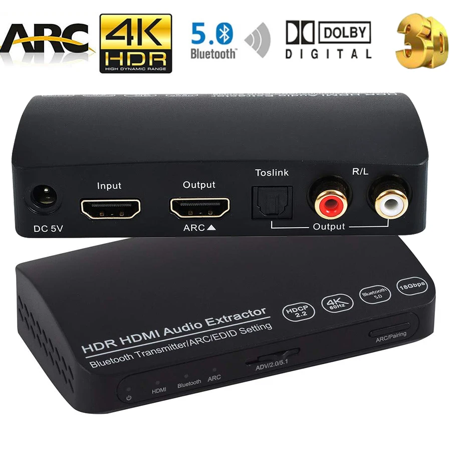 4k Hdmi 2 0 Audio Extractor Bluetooth Hdmi Hdr Switch 4k Hdmi Toslink Switch 5 1 Converter Hdmi Arc Audio Extractor Splitter Audio Video Cables Aliexpress