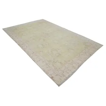 

212x330 Cm Green Handmade English Vintage Area Rug-7x11 Ft
