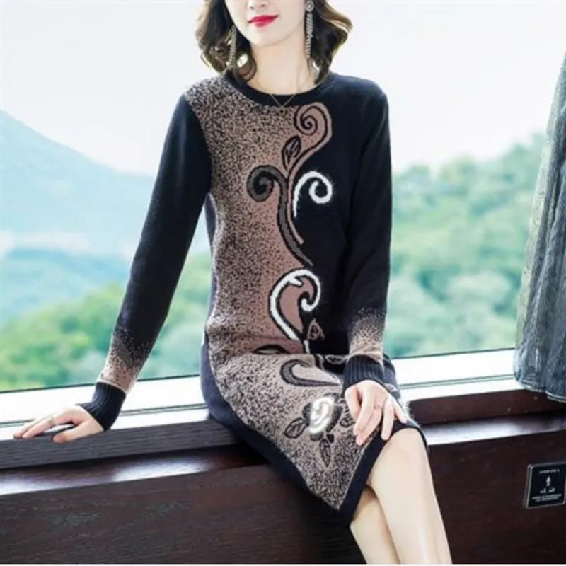 Women Sweater Winter Clothes 2020 New Thick Kintting Long Sweater For Office...