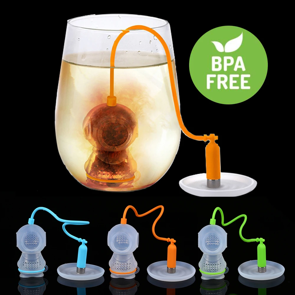 Tea Bag Food Grade Leaf Herbal Spice Filter 1 Pc Robot Shape Infuser Strainers Creative Loose Silicone Diffuser | Дом и сад