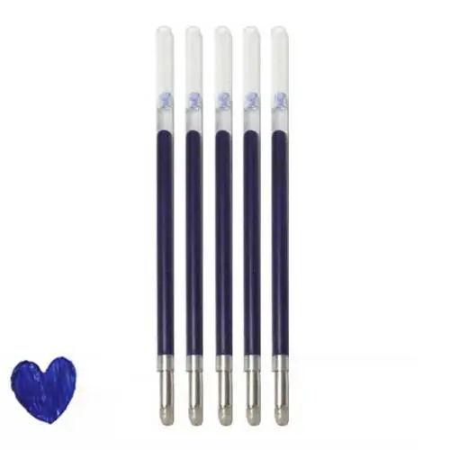 6 цветов, мини металлическая ручка Kawaii, серебристые шариковые ручки, металлическая шариковая ручка Kawaii, модная Подарочная шариковая ручка, школьные офисные принадлежности - Цвет: 5pcs- blue Refill