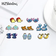 Новые модные серьги Ститч мультфильм Зимний Медведь акриловые серьги shusky Dinks серьги из полимеров ювелирные изделия эпоксидная смола