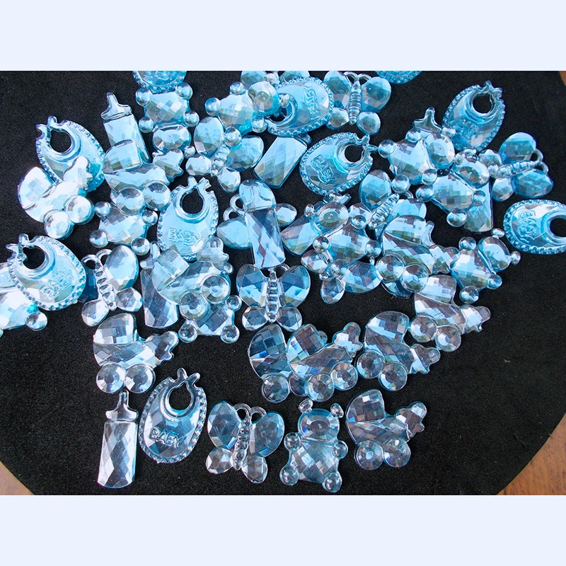 50PCS Mixed Baby Shower Decoration Blue Pink Acrylic Party Decor Craft Wedding Home | Дом и сад