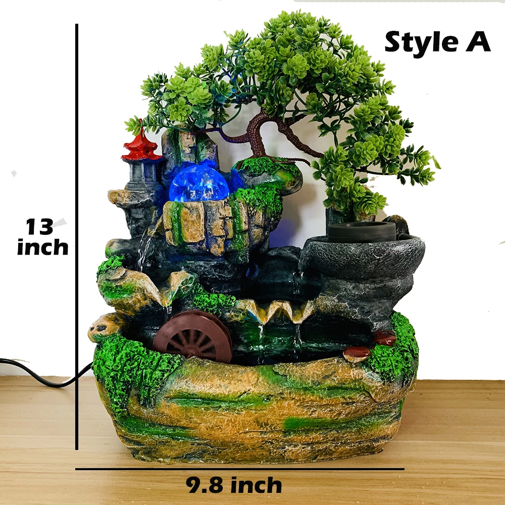 Style A Комнатная столешница, декоративный фонтан из смолы, настольный водопад, украшения для расслабления, медитация, водный звук, украшение фэн-шуй - Цвет: Style A