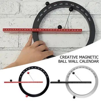 

2020 Creative Magnetic Ball Wall Clock Perpetual Wall Calendar Novelty Home Decor European Style Living Room Bedroom Ornaments