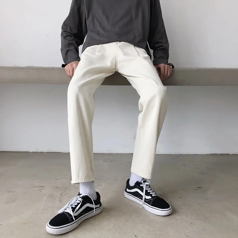

2020 Spring And Summer New Youth Popular Male Korean Version Of Ins Solid Color Loose Jeans Fashion Casual Wild Feet Pants
