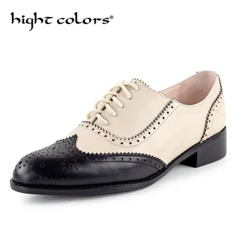 

2020 Women's Flats Oxford Shoes Perforated Leather flat oxfords Ladies Brogues Vintage Casual oxford Shoes For Women Footwear