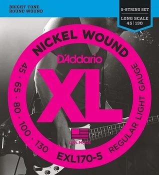 

Exl170-5 XL nickel wound strings for 5 string bass guitar 5-string long regular Lig 45-130 D'Addario