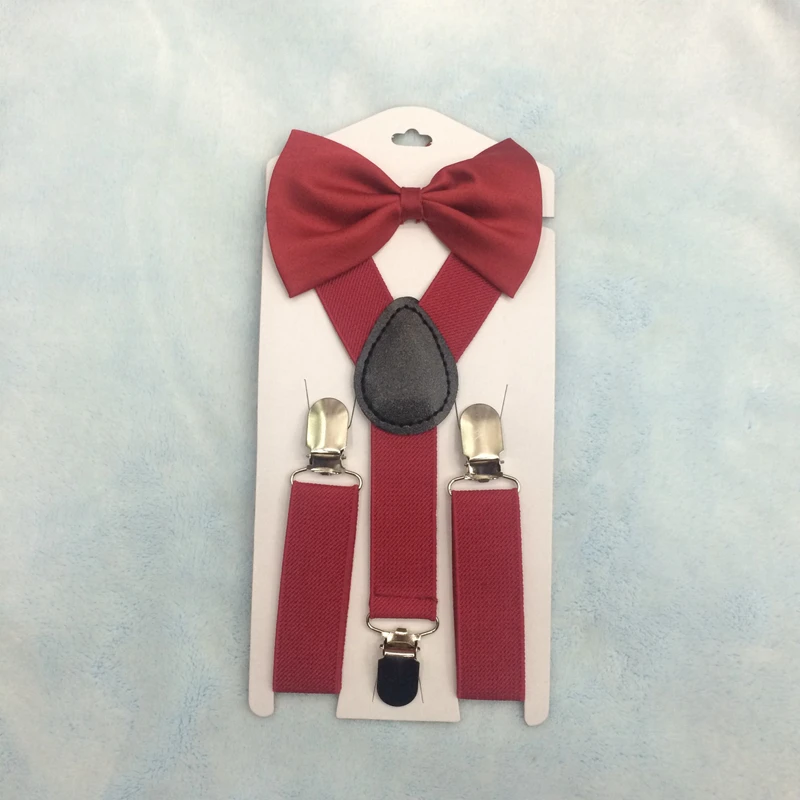 Однотонный Детский комплект с ремнем и галстуком-бабочкой, заколка для девочек и мальчиков на Y-Back, эластичный Детский Регулируемый костюм