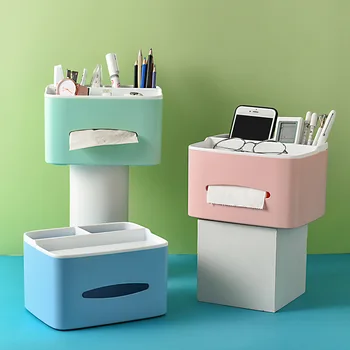 

Multi-function Tissue Box Desk Stationery Storage Box Living Room Bedroom Paper-making Box Remote Control Storage Box