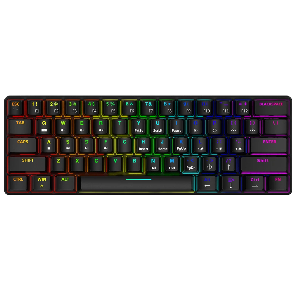 US $65.85 Smart Duck XS61 60 mechanical keyboard rgb switch led software type c doubleshot keycap macro program blue red brown black