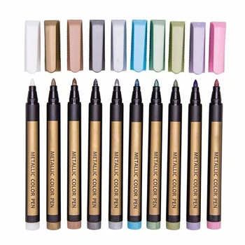 

10pcs/lot Metallic Markers Paint Pens-Medium Tip Paint Pens Metal Art Permanent Marker Set for Card Making Paint Pens School Pen