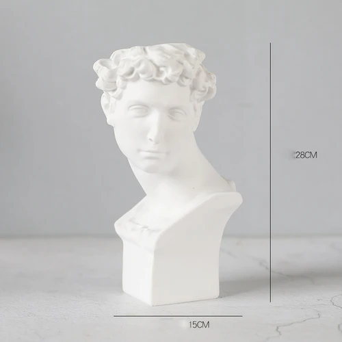 Ancient Greek White Resin Flowerpot Portrait Decoration Gypsum David Vase Dry Flower Simulation Sculpture Soft Garden Ornament - Цвет: B