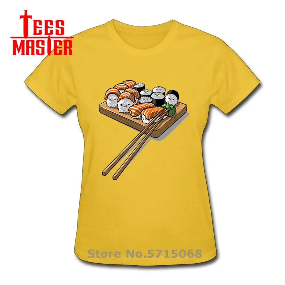 Васаби Одежда Забавный суши семьи хлопчатобумажная футболка с рисунком Лето