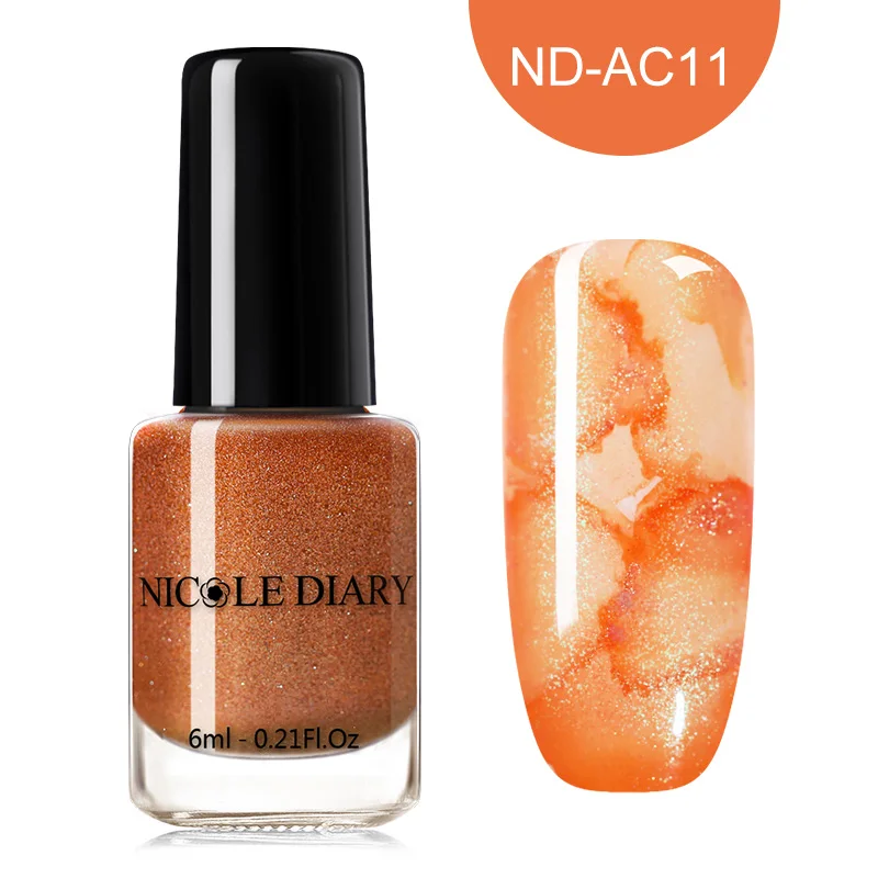 NICOLE DIARY 6 мл красочные акварельные мраморные чернила для ногтей, лак для ногтей, сверкающий DIY дизайн ногтей, самодельные Украшения для ногтей - Цвет: 6ml NDAC11