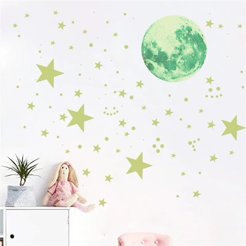 Glowing in Dark Stars Wall Stickers Kids Room Decoration Luminious Earth Sticker Baby Nursery Bedroom Ceiling Decor Girls