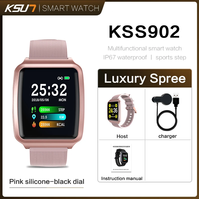 KSS902 Смарт-часы Ip67 водонепроницаемые пульсометр кровяное давление мониторинг кислорода в крови умные часы Bluetooth Музыкальные спортивные часы - Цвет: KSS902-Golden