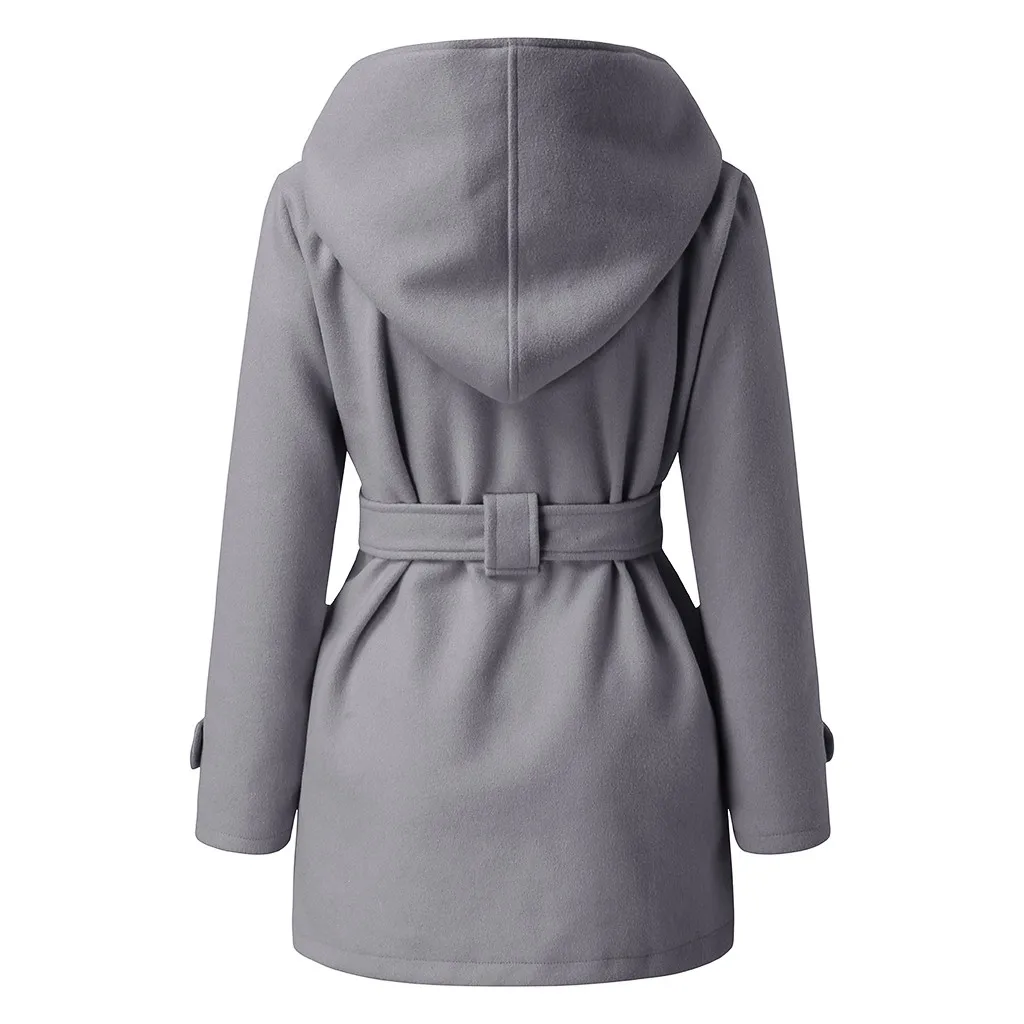 Кашемировое шерстяное Женское пальто, зимнее, винтажное, теплое, однотонное, с капюшоном и поясом, длинное, шерстяное пальто, манто, Femme Abrigos Mujer Plaszcze Damskie