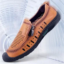 Кожаные сандалии ручной работы; Легкие дышащие сандалии; стиль; Повседневная Деловая кожаная обувь для папы