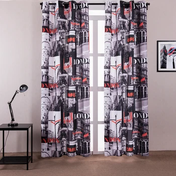 

London City Printed Window Blackout Curtain Modern Shade Curtains for Living Room Bedroom Window Curtain Drape
