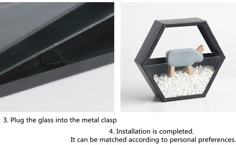 Metal Glass Hexagonal Storage Holders Simple Modern Geometry Wall Hanging Decoration Living Room Bar Iron Decorative Crafts