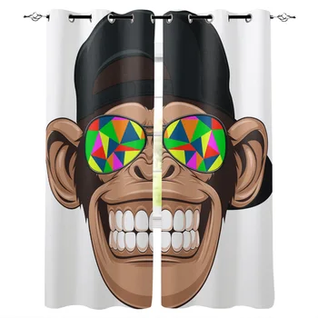 

Colorful Sunglasses Monkey Teeth Window Curtains Living Room Curtain Home Decor