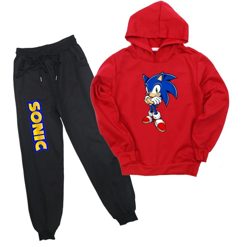 Sonic The Hedgehog/толстовка, брючный костюм, детская хлопковая толстовка с капюшоном для мальчиков и девочек, пуловер толстовка с капюшоном, спортивная одежда, топы для детей