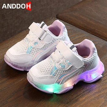 

Size 21-30 Baby Toddler Shoes Luminous Sneakers for Children Glowing Led Light Sneakers Backlight Hook Loop Led Light Up Shoes