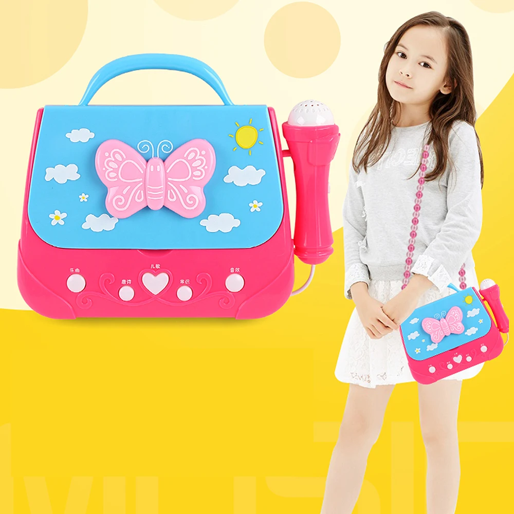 Cartoon Children's Puzzle Early Education Multi-function Music Backpack with Microphone Mini Lights Karaoke Microphone Toy