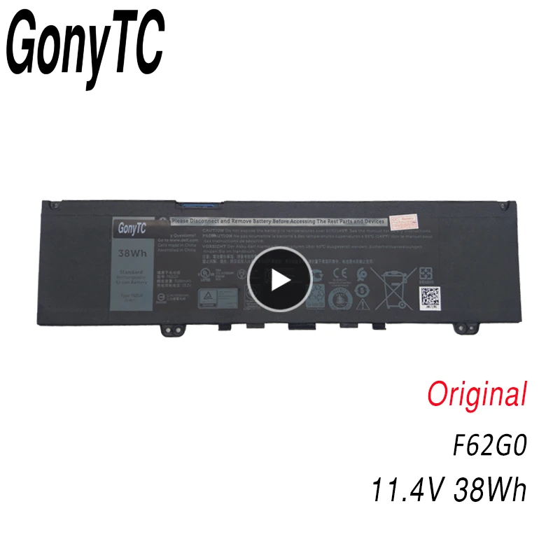 GONYTC F62G0 11 4 V 38WH новый оригинальный ноутбук Батарея для Dell Inspiron 13 5370 7370 7373 Vostro RPJC3 |