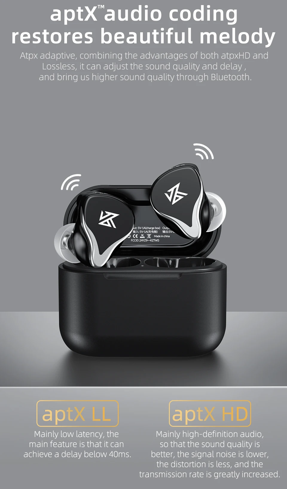 KZ Z3 TWS Koptelefoon True Draadloze Game Oordopjes Touch Control Noise Cancelling HiFi Bluetooth-compatible 5.2 Sport Headset