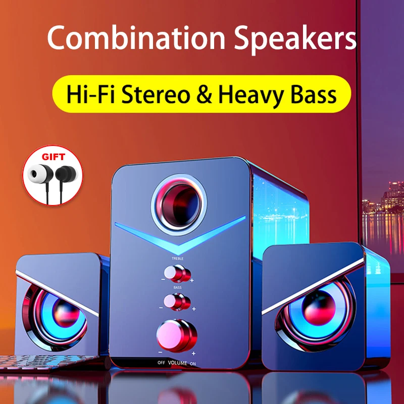 Sistema De cine en casa para PC Subwoofer De graves con Bluetooth, Altavoces para ordenador, Boombox De música, ordenador De escritorio y portátil altavoz barra de sonido altavoz bluetooth potente