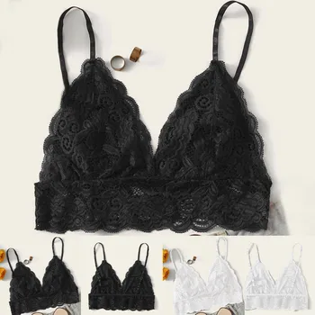 

Women Plus Size Underwear Vest Crop Wireless Bra Lingerie Sexy V-Neck Sleepwear Lace Underwear Sexy Lingerie For Women Intimates