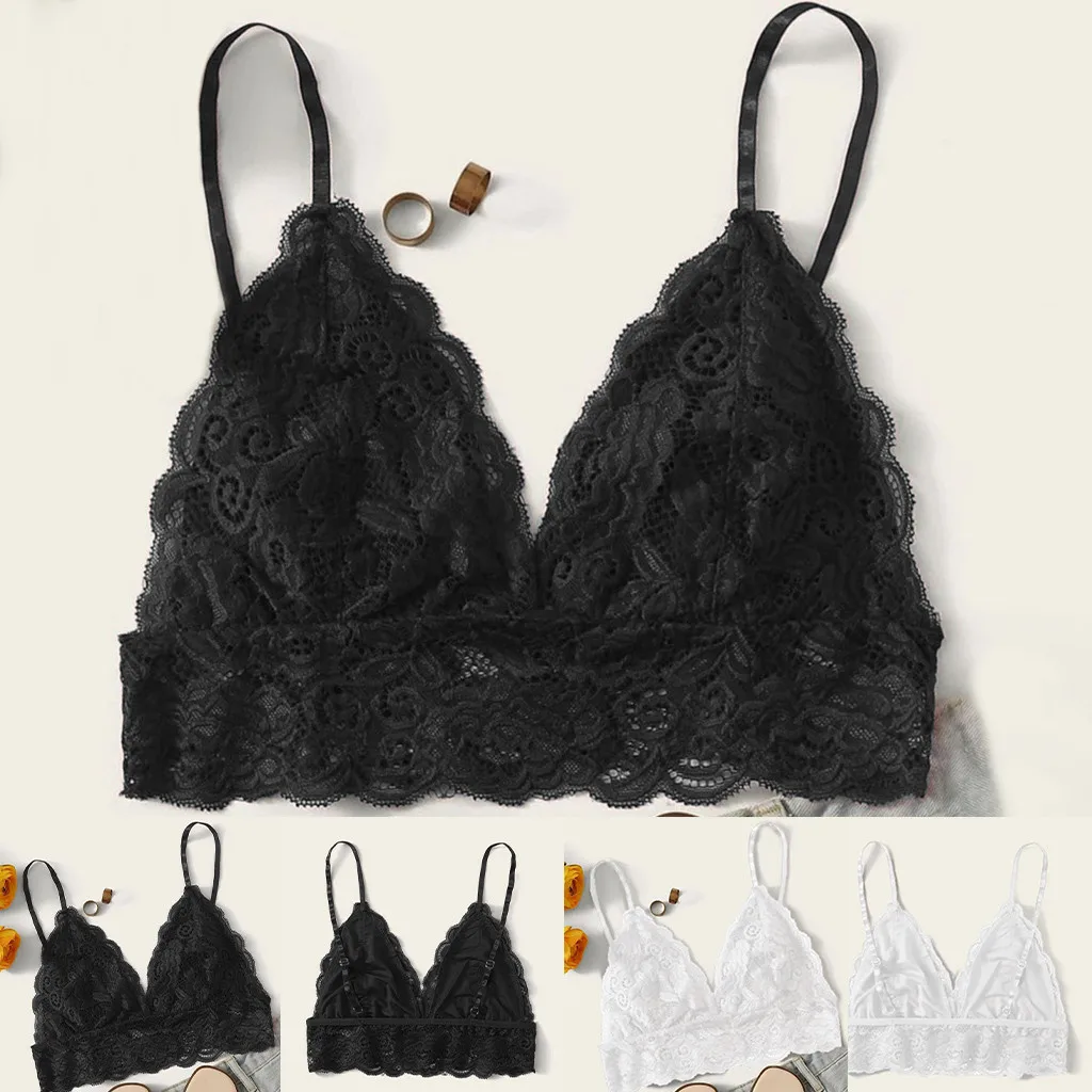 Women Plus Size Underwear Vest Crop Wireless Bra Lingerie Sexy V-Neck Sleepwear Lace Underwear Sexy Lingerie For Women Intimates