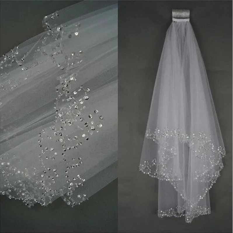 Bride Veil Wedding Dress Accessories 2-Layer Exquisite Handmade Beaded Bracelet Hook Modeling Bride Veil