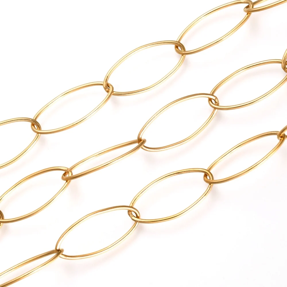 about 5m/roll 304 Stainless Steel Paperclip Chains Soldered Drawn Elongated Cable Chains for jewelry making Accessories